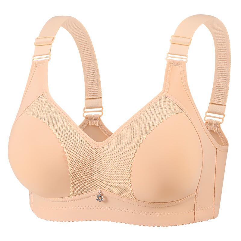 Sujetador inalámbrico de talla grande para mujer, transpirable, cómodo, push-up, copa fina, sujetador liso, sin imanes, moldeador, figura más llena, ropa interior de soporte