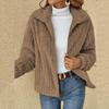 Women's Cozy Casual Fall and Winter Plush Cardigan Lapel Short Jacket