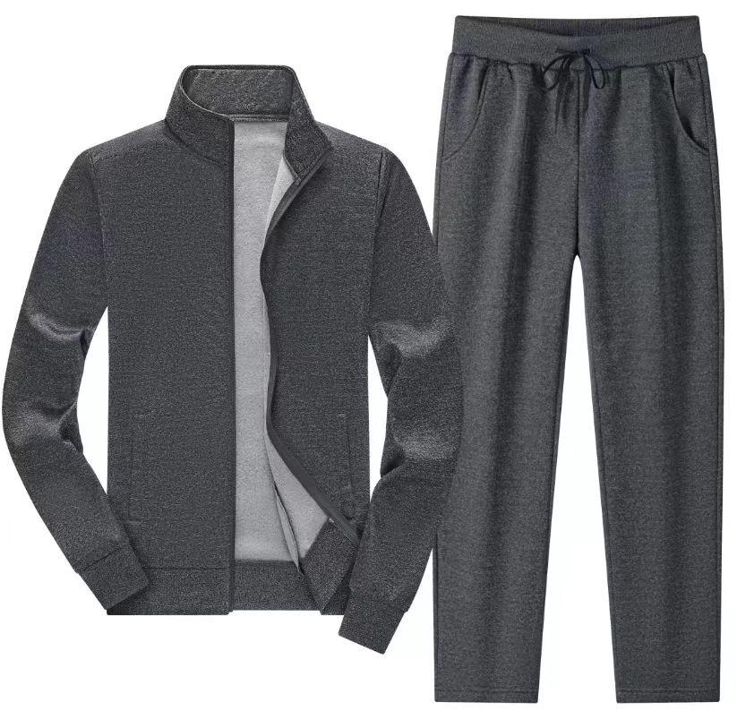 Herren Sportjacke und Hosen Set in Uni - Herbst/Winter Freizeitkleidung.