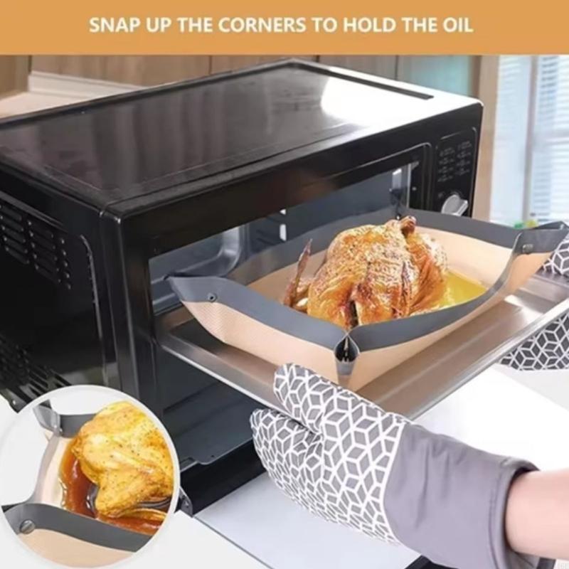 B46E Silicone Baking Mat with Button Nonstick Oven Liners Reusable Heat Resistant Mat Leakproof Cookie Sheet Baking Supplies