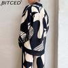 BITCED Damen Frühjahrskollektion: Eleganter Homewear-Stil Bedrucktes Langarm-Oberteil und Hose Lässiges Mode-Set