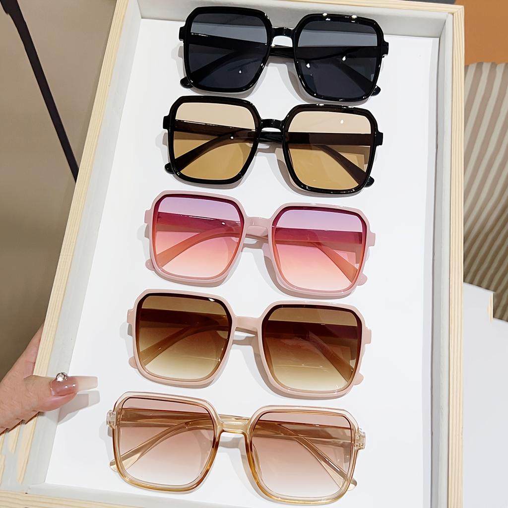 5PCs oversized square sunglasses anti-reflective PC lenses, fashionable plastic frames-stylish eyewear for daily commute