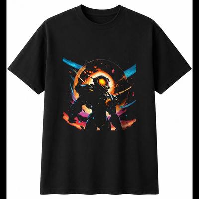 Detailed Saturn Shattered Space Mens T-Shirt Black 100% Cotton Astronomy Printed