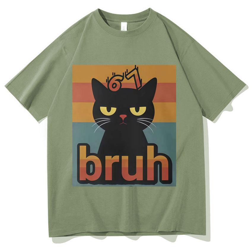 Funny Cat Six Seven Graphic Tee Unisex Summer Gothic Short Sleeved Aesthetic Y2k Clothes Casual Cozy Tshirt Streetwear Teenagers