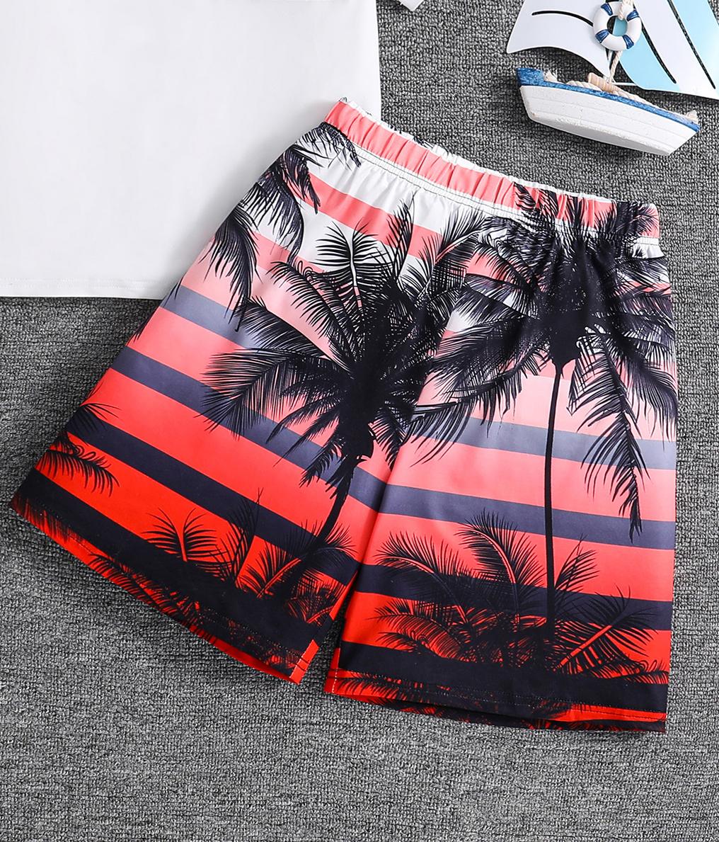 Boys  casual vacation sunset coconut tree comfortable striped gradient shorts spring/summer style 8Y разноцветный