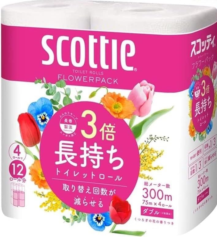 

Упаковка цветов Scotty в 3 раза более долговечная 75 м x 4 рулона двойная [x1 шт.]