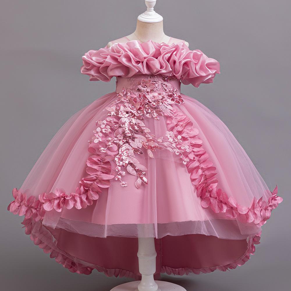 

Принцеса сукня з пишного тюлю з відкритими плечима для дівчаток - Наряд для виступу або весілля 160 cm мальвовий