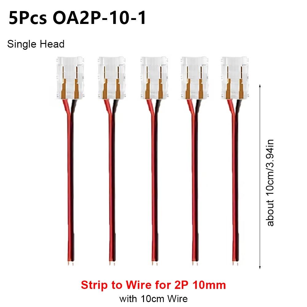 

5Pcs/Set 2/3 Pin COB LED Wire Connector 8/10mm Single Head Pin Connector with 10cm wire Solderless LED Strip Connectors