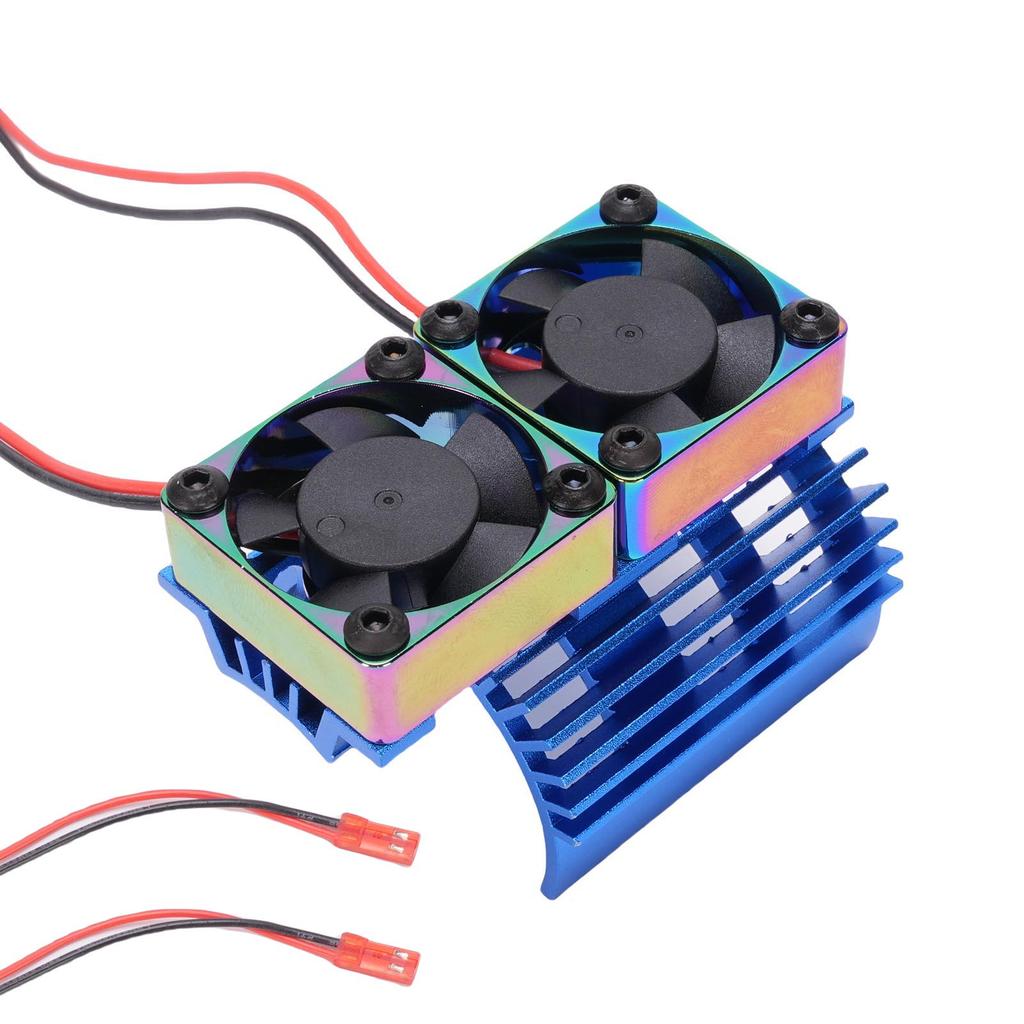 RC Motor Cooling Fan Suitable for 380 540 550 3650 3660 3674 Widened Heatsink DC 7V Double Fans High Speed 36mm Blue