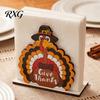 Autumn Theme Home Decor Thanksgiving Gnome Turkey Napkin Holder, Wooden Table Storage Rack, Rustic Centerpiece Holiday Tabletop Tissue Holder