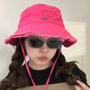 Adult Anti-uv Bucket Hat with Alloy Letter Badge Outdoor Sports Fisherman Cap for Women Teenagers Summer Sunscreen Hat