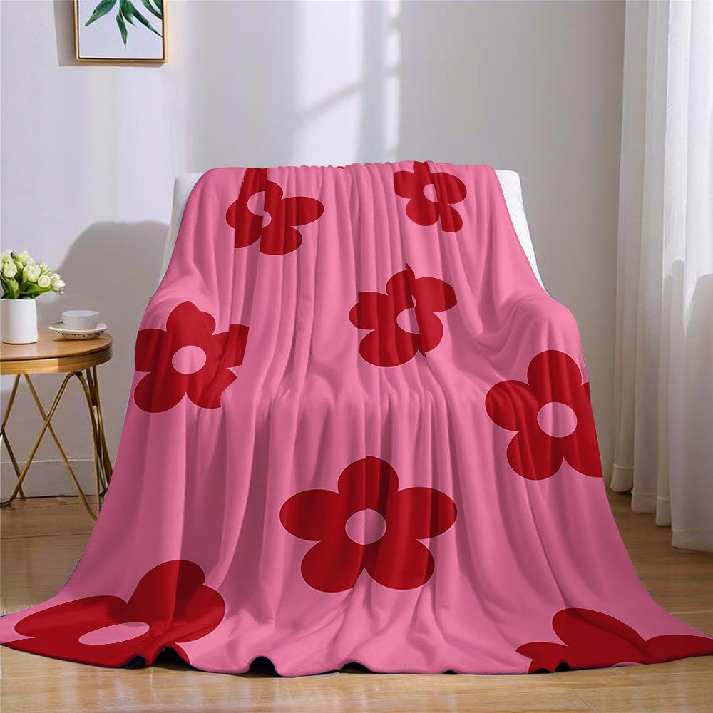 Burgundy Floral Flannel Blanket Warm Soft Halloween Christmas Couch Warm Cozy Decorative Decor Gift for All Season