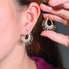Creative Color Fireworks Earrings, Micro Zircon Stud Earrings Geometric C-Circle Colored Diamond Earrings