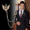 Men's Fashion Suit Brooch Simple Diamond Tassel Metal Wedding Dress Suit Brooch Collar Pin