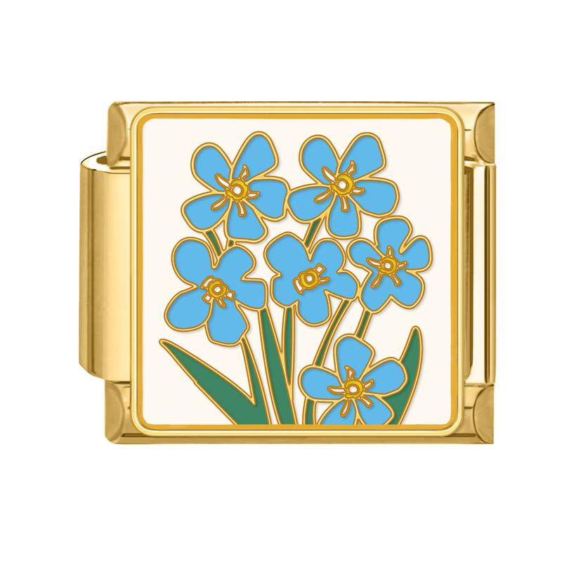 Y2K Gold Color Bear Cat Blue Sky Rose Flowers Moon Italian Charm Link Fit 9MM Stainless Steel Bracelet Women DIY Making Gifts