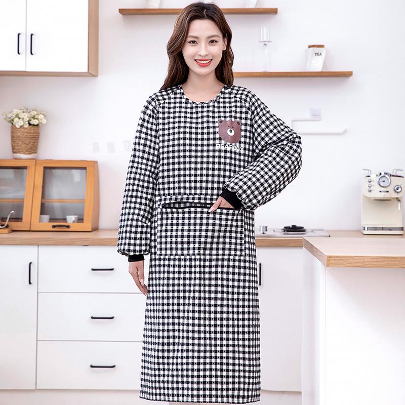 Breathable Cotton Coveralls: Long-Sleeved, Stain-Resistant Apron for Women - Stylish for Kitchen and Factory Work