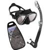 Snorkeling Set - Cressi - Dry Mask and Snorkel - High Seal - Black/Black HD - Exceptional Comfort