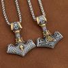 Vikings Thor Hammer Pendant Stainless Steel Mjolnir Necklace Nordic Rune Vegvisir Jewelry Popular Norse Scandinavian