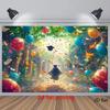 2D Graduation Cap Backdrop, Party with Balloons & Confetti Background