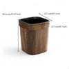 Wood Grain Trash Can, Rectangular Wastebasket, Large Capacity, Bathroom, Kitchen 12L
