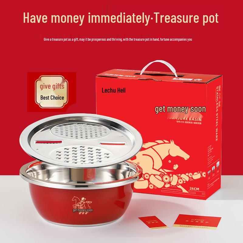 Festive Stainless Steel Basin and Grater Set 26cm