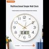 Timess Silent Quartz Wall Clock with Calendar and Temperature