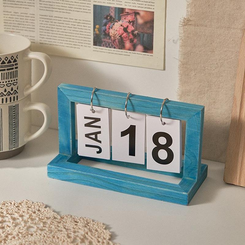 Minimalist Style Living Room Office Decoration Wooden Calendar Ornament Modern Desk Accessories Simple Home Decor Crafts Gift