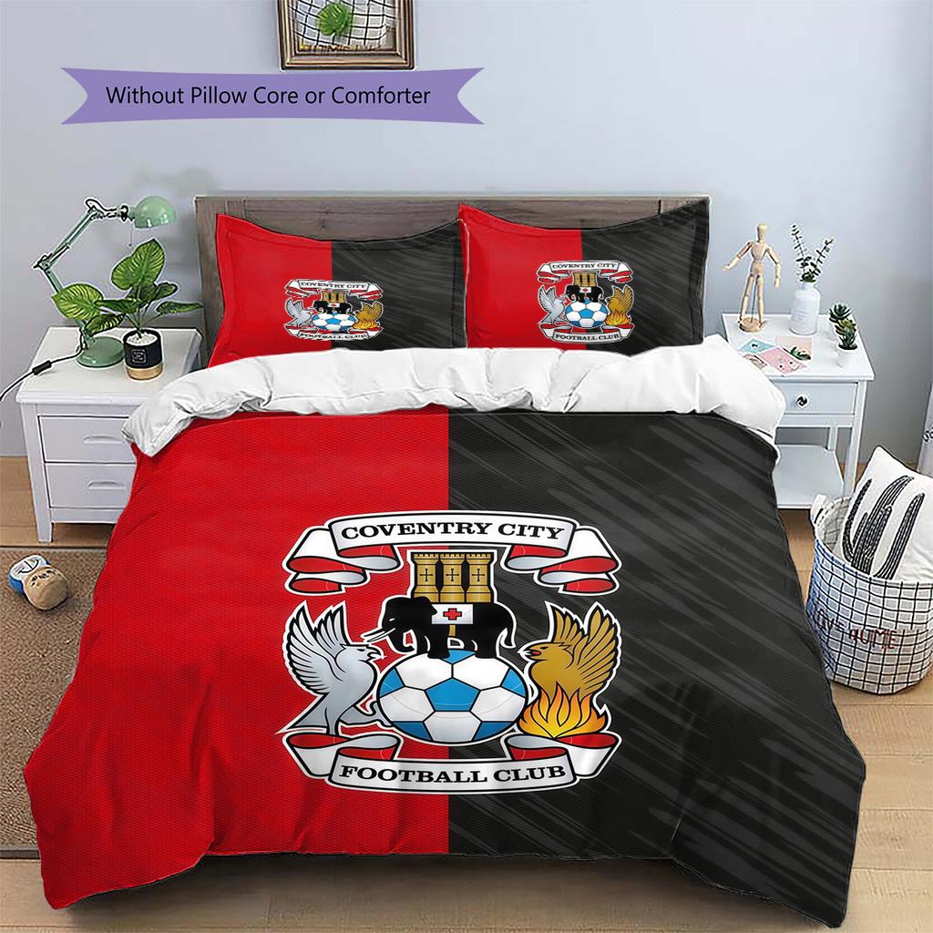 Coventry City Muster Bettwäsche Steppdecke Set Heimdekoration Geschenk (1 Bettbezug + 2 Kissenbezüge (ohne Füllung)).xwn