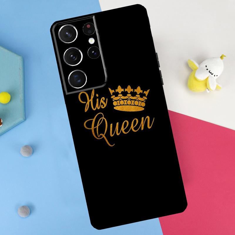 King Queen Couple Lovers Back Case For Samsung Galaxy S25 S24 S22 S23 S26 Ultra Plus S20 S21 FE S10 S25 FE Soft Cover