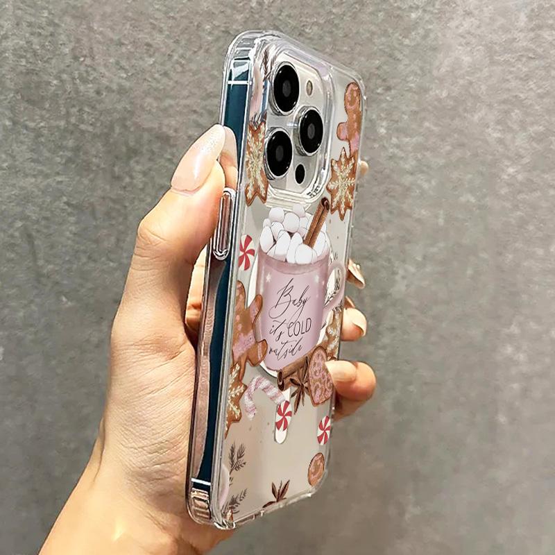 For Samsung Galaxy S25 S24 S23 S21 FE S22 Ultra Plus FE Case Magnetic Christmas Clear Winter-Themed Coffee Design Phone Cover