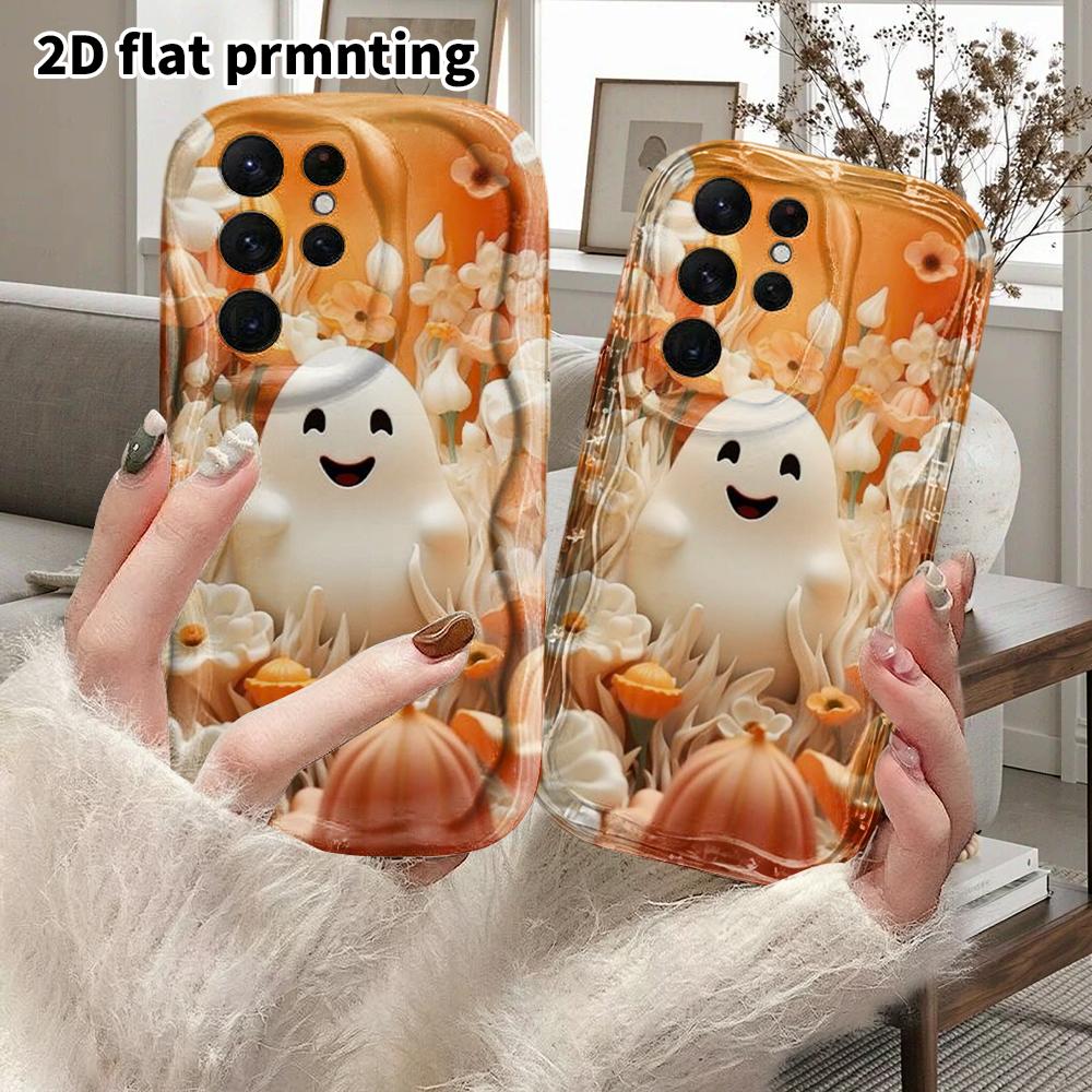 Phone Case: 2D Flat Samsung Galaxy A34 A35 M05 M06 S20 S22 S21 FE Plus 5G Protective Case, Couples Style, Smiley Face Healing, Christmas and Halloween