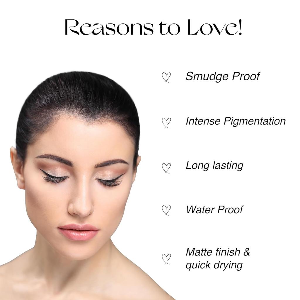 All-Day Liquid Eyeliner 3ml/Formuliert mit Arganöl, Vitamin E & Glycerin /Intensive Pigmentierung/ Wischfest/ Wasserfest/Langanhaltend/Mattes Finish