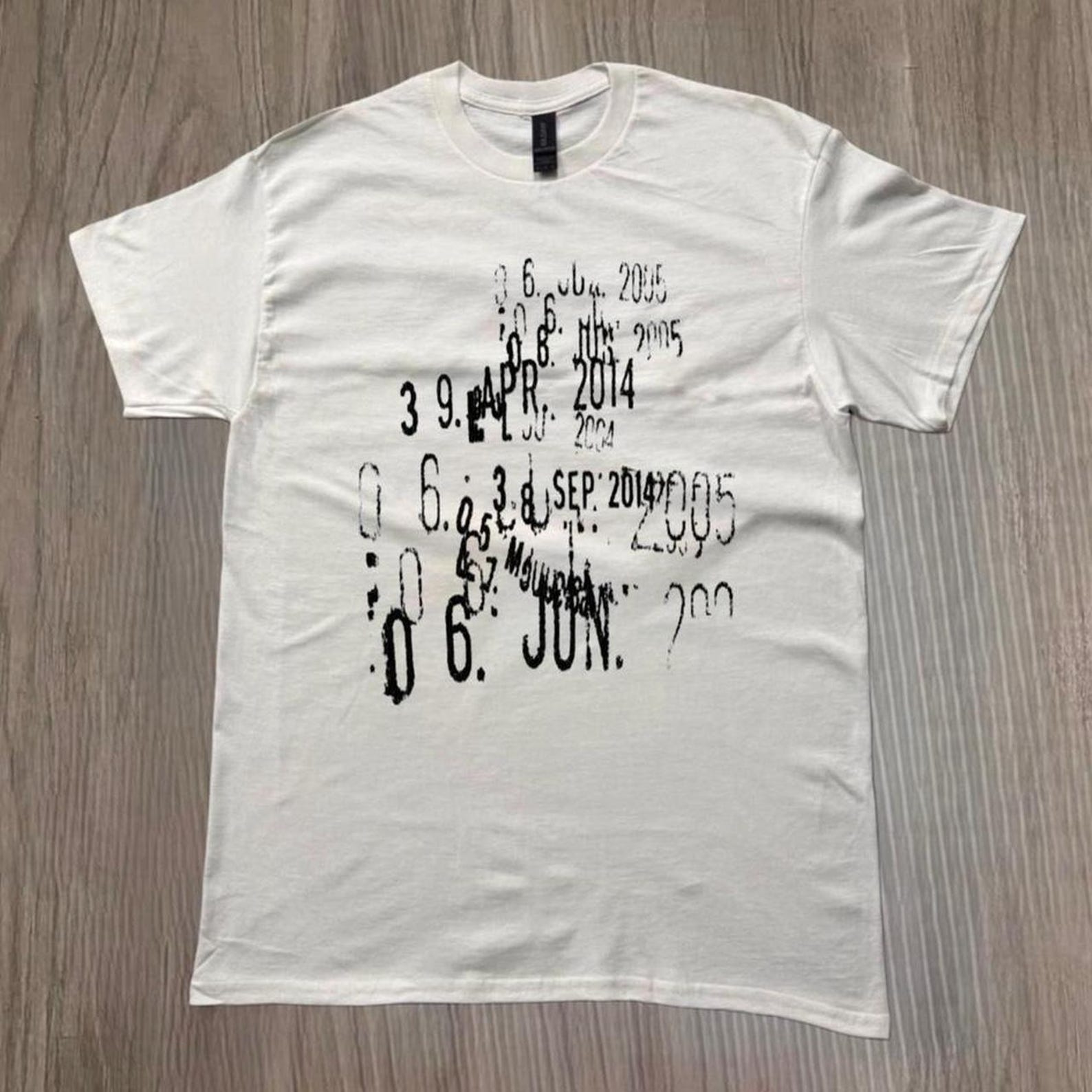 Abstract Date Typography T Shirt, Minimalist Graphic Tee, Grunge Text Shirt, Modern Streetwear Top, Unisex Aesthetic Tee 2XL