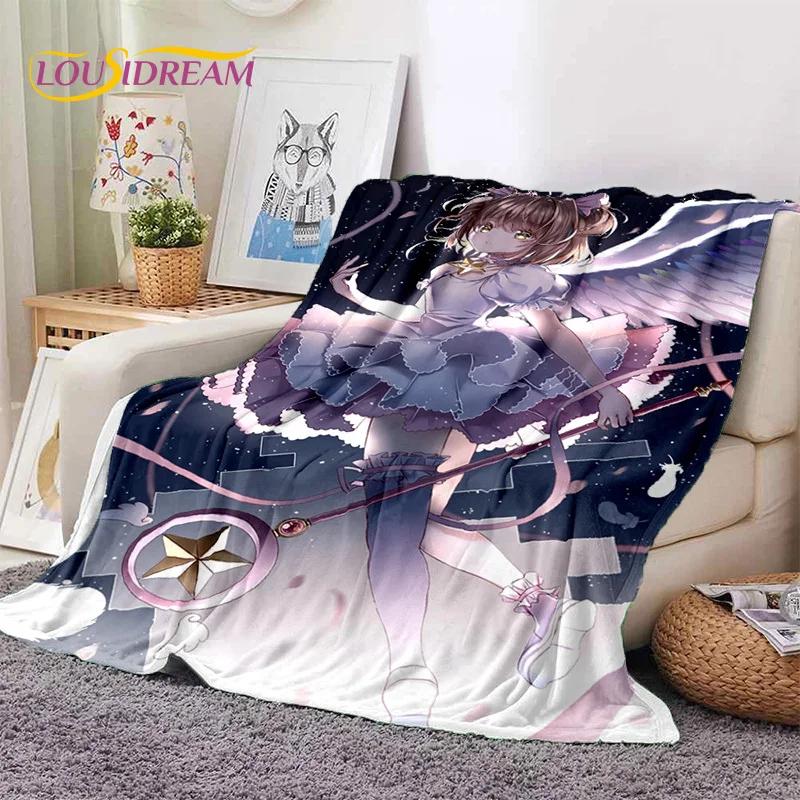 Cartoon Cute Sakura Card Captor Girl Soft Blankets,Keep Warm Throw Blanket Comfortable Blanket for Picnic Beds Sofa Home Bedroom