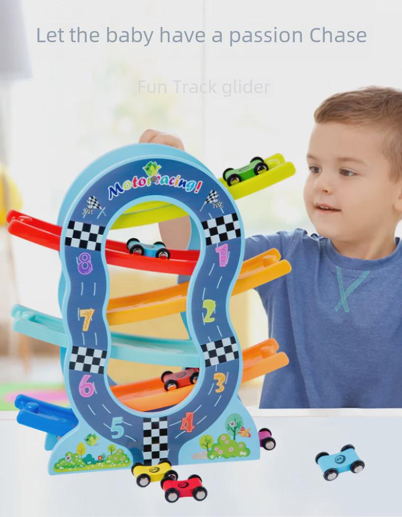 Colorful Wooden Educational Glide Car for Children - Fast, Interactive Parent-Child Toy