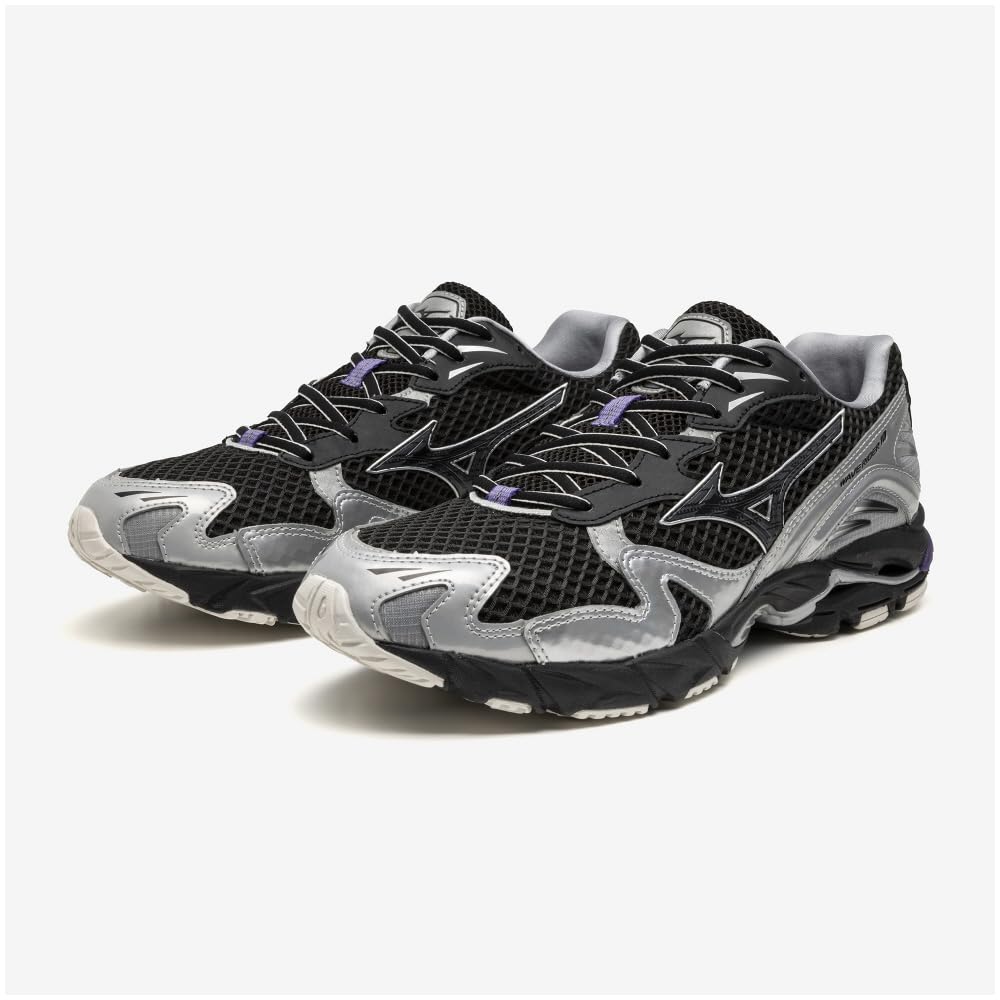 Mizuno Wave Rider 10 Sneakers, Perfect for Commuting, School, and Lifestyle, Black x Black x Silver, Size 28.0 cm, 2E