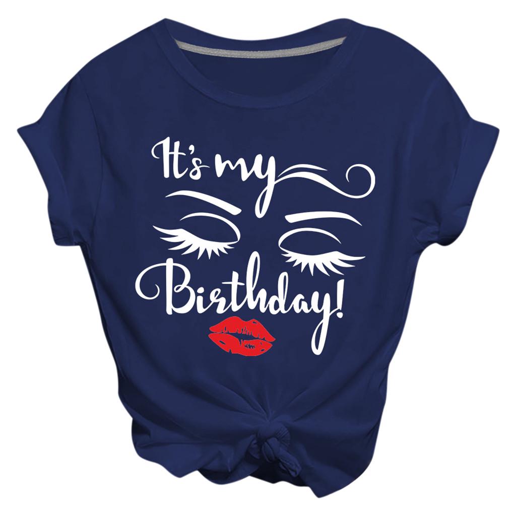 Fashion Women Casual Short Sleeve Letter Printed  Tops Tee T-Shirt Blouse