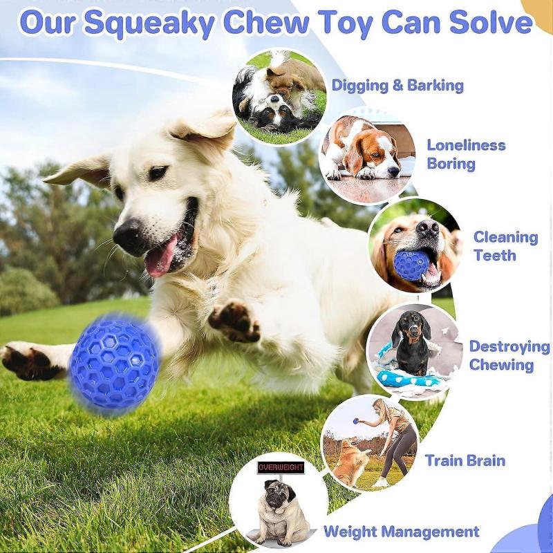 Indestructible Squeaky Dog Balls, Interactive Dog Toys for Aggressive Chewers Large Breed for Relieving Anxiety, Dog Chew Toys Balls for Aggressive Ch