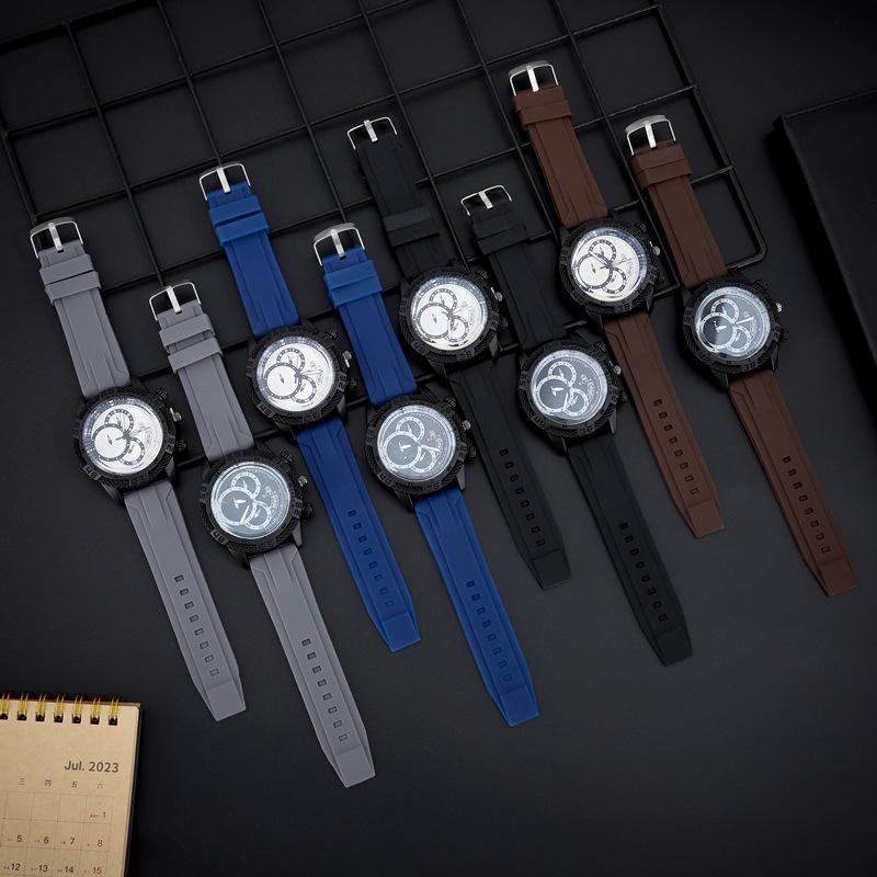 Fashion Casual Men's Quartz Watch Silicone Band Business Wristwatch