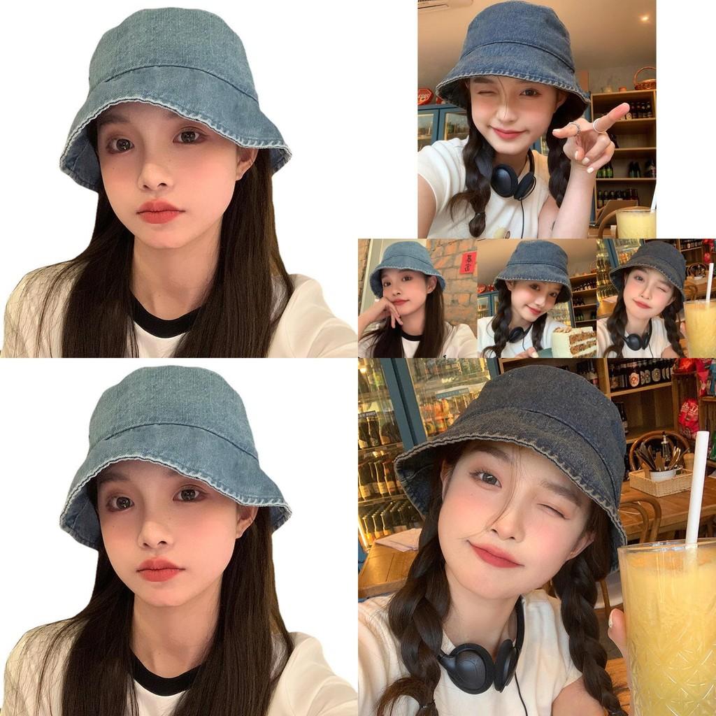 Stylish Denim Bucket Hat For Women Breathable Sun Protection Spring Summer Fashion