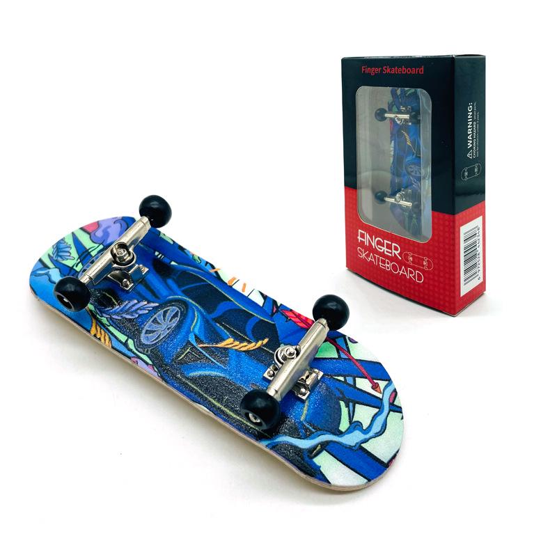 Maple Finger Skateboard with Bearings and Wheels - Mini Double Rocker Board for Kids' Creative Play