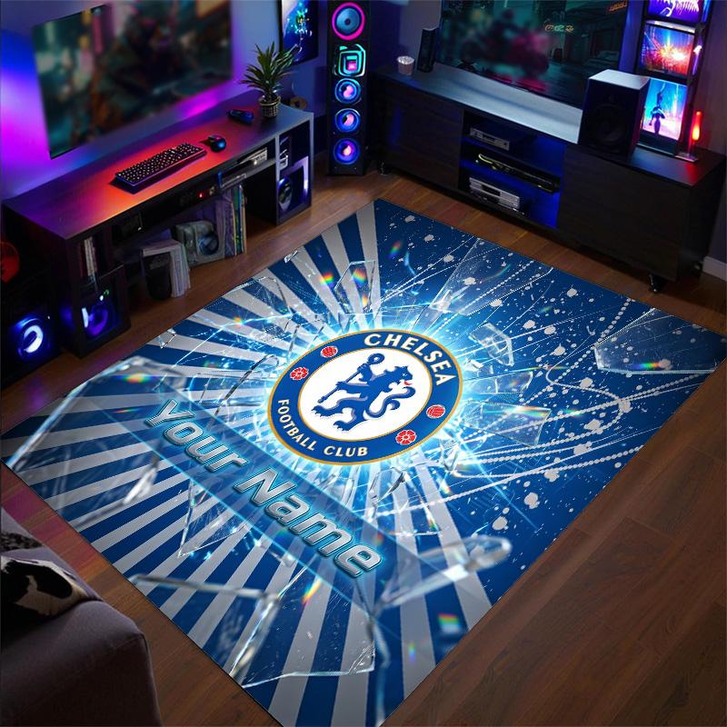 Crystal Velvet Rug Chelsea FC Print Custom Name Text Floor Mat Home Decor