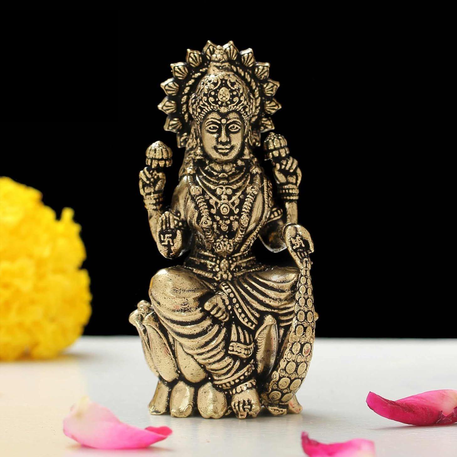 

Handcrafted Brass Goddess Laxmi Statue for Home Temple | 2.5 Maa Lakshmi Figurine Idol Murti Sacred Symbol of Wealth | Perfect for Rituals & Gifting