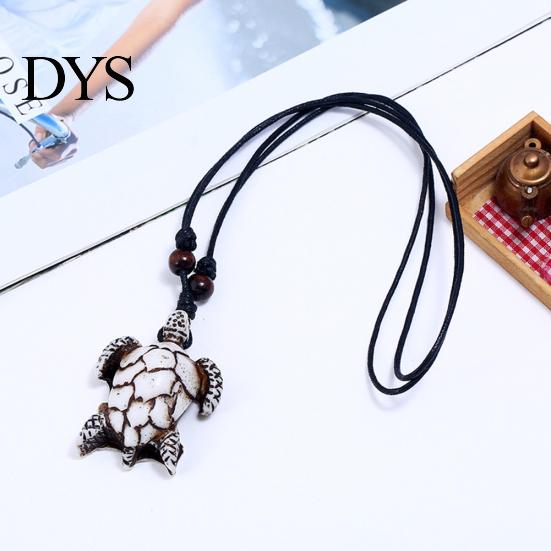 Vintage Men Resin Turtle Pendant Adjustable Rope Chain Necklace Jewelry Gift