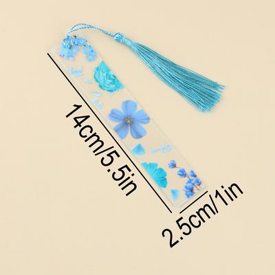 Portable Acrylic Transparent Bookmark, Colorful Floral Pattern Reading Aid Bookmark, Bookmark with Tassel for Marking Book Pages