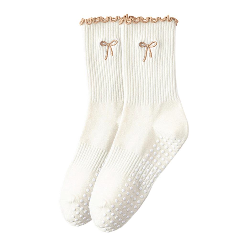 Professional Non-Slip Grip Pilates Socks Cotton High-elastic Mid Tube Socks Sweat-absorbent Casual Yoga Socks for Women One Size