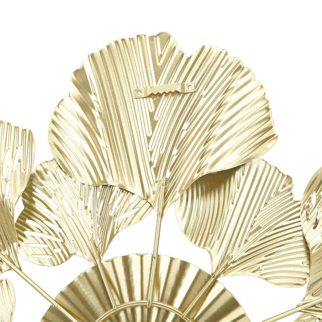 Nordic Luxury Wall Decoration Apricot Leaf Flower Mirror Wall Pendant Iron Art Porch Decoration