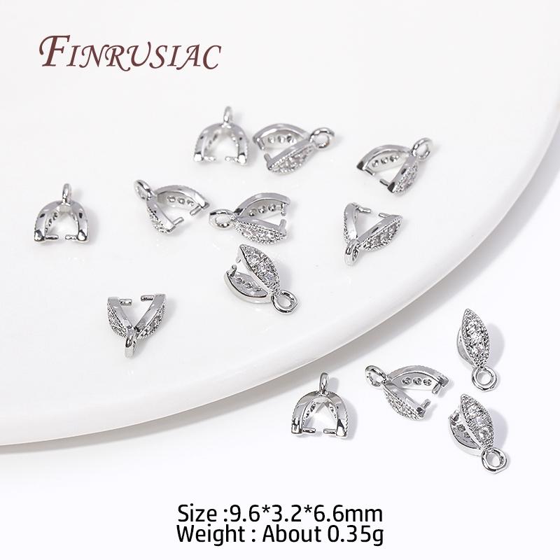 Multi Types 18K Gold Plated Inlaid Zircon Beila For Pendants,Pinch Clip Bails For Crystal Agate Jewelry Making,Pendant Connector