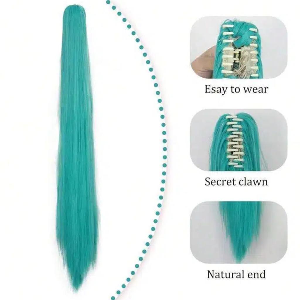 Girl's Green Anime Style Long Synthetic Fiber Wig, Suitable for Daily Wear, Birthdays, Heat-Resistant Fibers, Role-Playing