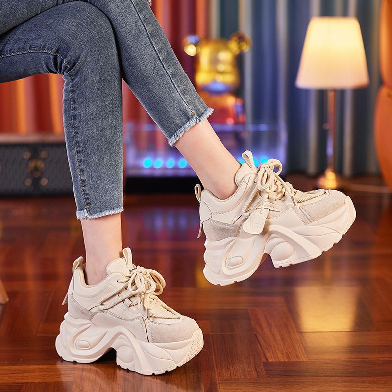 Inner heightening dad shoes women s shoes new autumn and winter 8CM platform white shoes muffin casual sports shoes 34